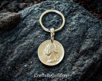 25 Year Anniversary Quarter Keychain – Pick Your Year | Personalized Gift for Couples | Lucky Coin Charm | Milestone Keepsake