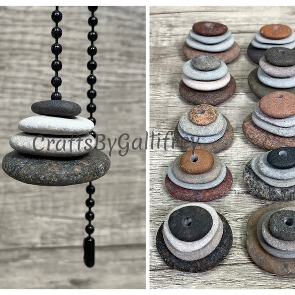 Beach Rock Ceiling Fan Pull | Handmade Stacked Rocks Light Pull | Decorative Natural Rock Cairns Fan Pull | Zen Decor | Gifts for Mom