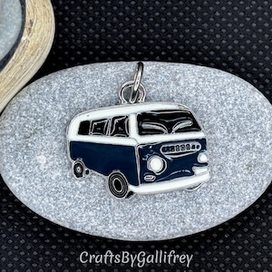 6 Retro Van Enamel Charms | Camper Van Pendants with Jump Rings Included | Hippie Bus Charms for Crafts & Bracelets