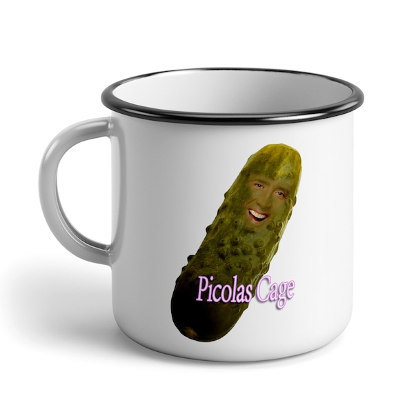 Nicolas Picolas Käfig Pickle National Treasure Emaille Tasse Kaffee Teetasse Camping Geschenk Unikat Geschenk Meme Lustiges Büro Haus Wärmende Nic