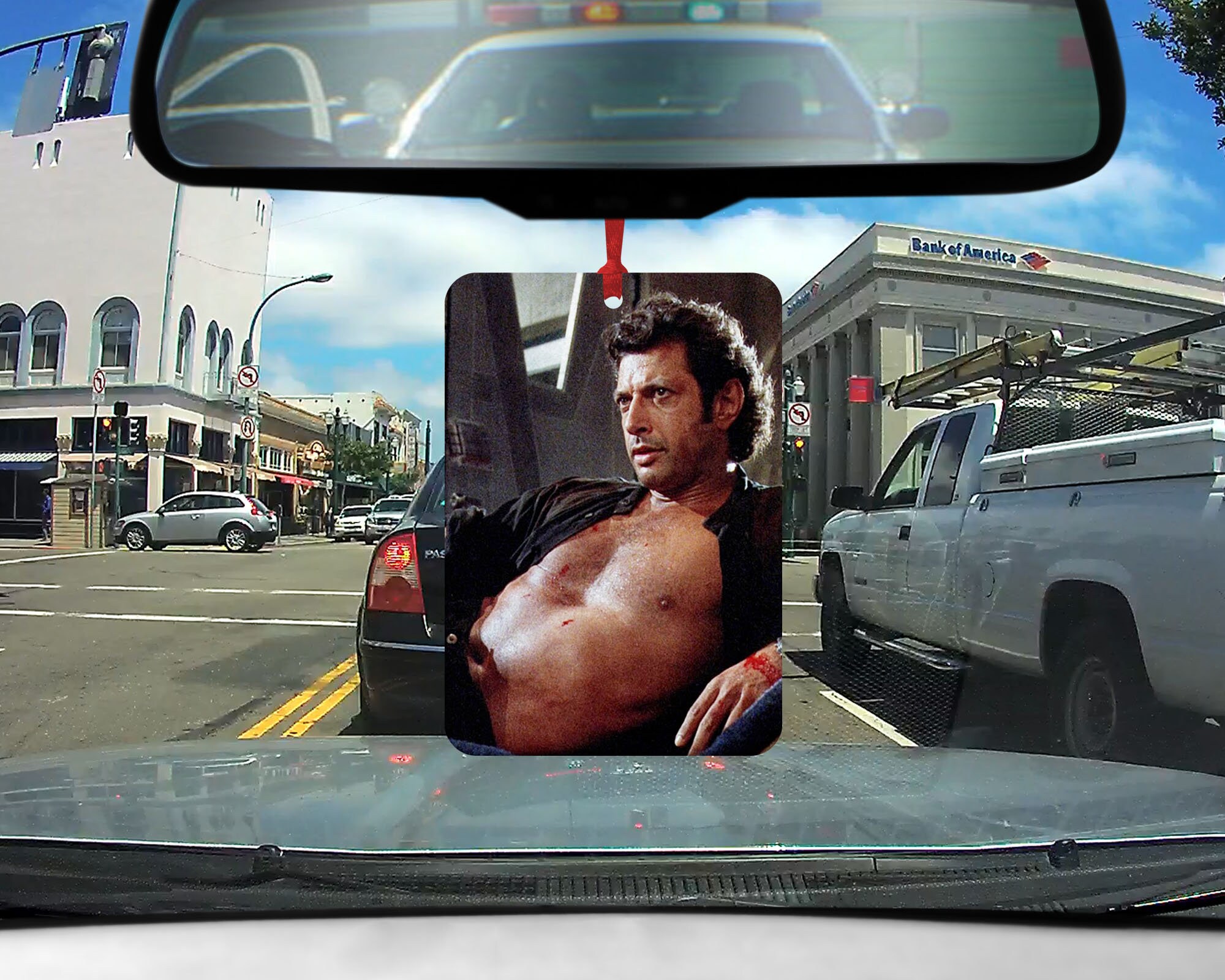 Ian Malcolm Malcom Jeff Goldblum Open Shirt Sexy Raptor Chaos Theory  Jurassic Dinosaur T Rex Car Air Freshener Pendant for Rear View Mirror 