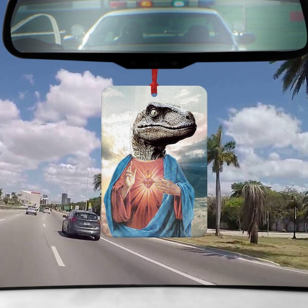 Raptor Jesus Velociraptor Dinosaur Reddit 4chan Viral Dank Meme Car Air Freshener Pendant For Rear View Mirror