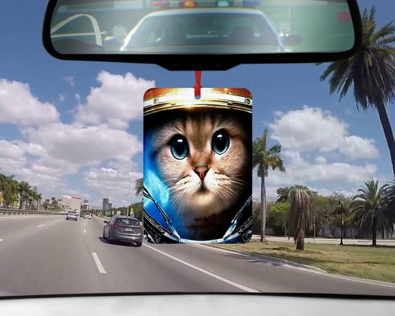 Astronaut Katze Helm Pussy Kätzchen Raum Mann süße Tier erste Katze im Raum  Auto Lufterfrischer Anhänger für Rückspiegel einzigartiges Geschenk -  .de