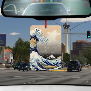 Biscuit Cartoon Great Wave Artist Painting Asian Artwork Air Freshener Pendant For Rear View Mirror Unique
