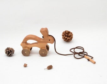 Rabbit pull toy - montessori toys - sensory toys - pull - eco friendly toy - walk a long toy - wooden baby toy - baby gift