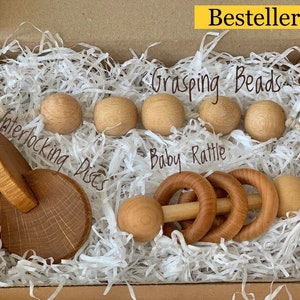 Essential Montessori Baby Interlocking Discs Montessori Infant Toys Wooden Toy Montessori wooden Toy Baby Shower Gift Set