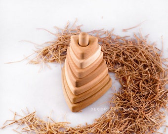 Holz Ring Stacker Montessori inspiriert Eco-Friendly Holz Stapeln Pyramide Montessori Spielzeug Kleinkind Holz Spielzeug natürliche Holzspielzeug
