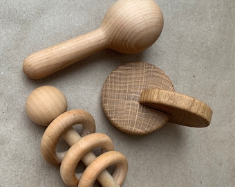 Esencial Montessori bebé enclavamiento discos Montessori juguetes para bebés juguetes de madera juguete Montessori madera juguete bebé ducha regalo Conjunto de regalos