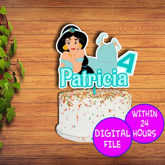 Jasmine Cake Topper Jasmine Princess Birthday Cake Topper Etsy
