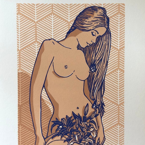 Daydream - linogravure - impression originale - hand printed linocut