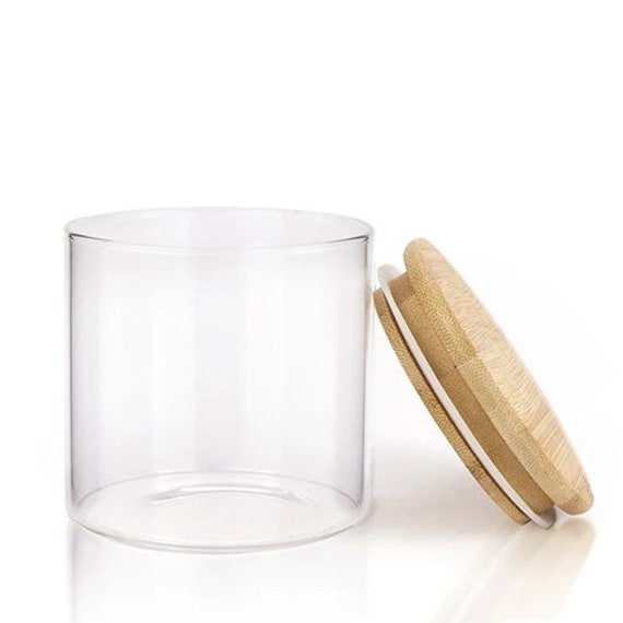 Flacon en Verre avec Couvercle Bambou 60x55 mm 90 Ml 3 Fl Oz - Glass Jar With Bamboo Lid mm