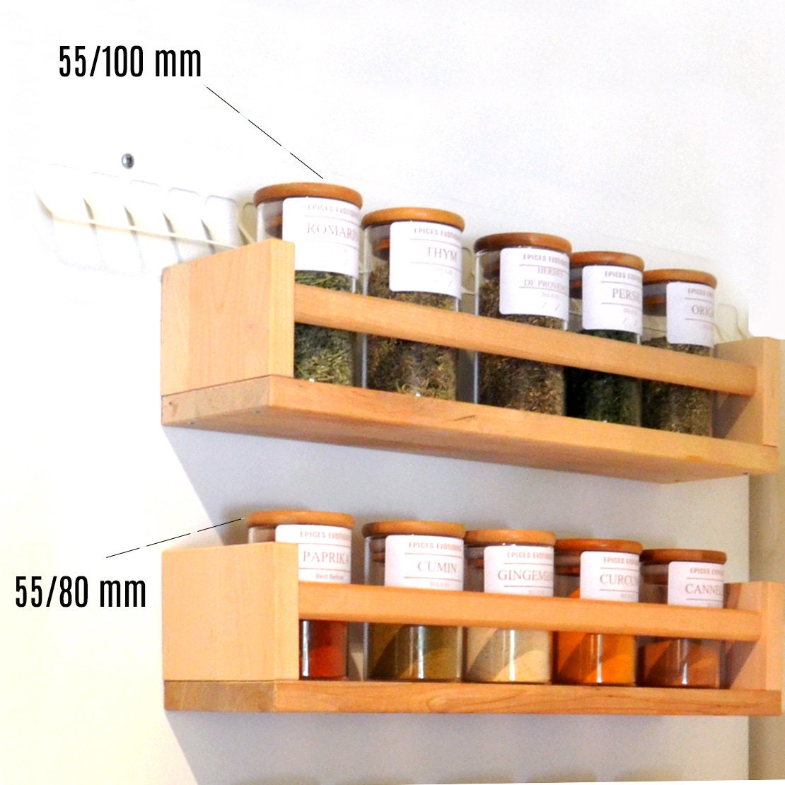 Ensemble 10 Flacons en Verre avec Couvercle Bambou 100x55 mm 200 Ml 6, 75 Fl Oz - Set Jar Glass With