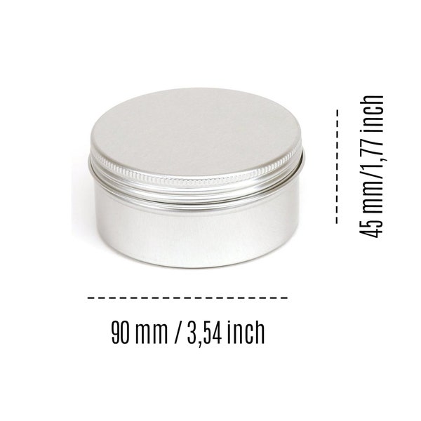 Boîte aluminium ronde avec couvercle à visser et revêtement EPE 90/45 mm (3,54/1,77 Inch) - 250 ML (8,45 fl oz)