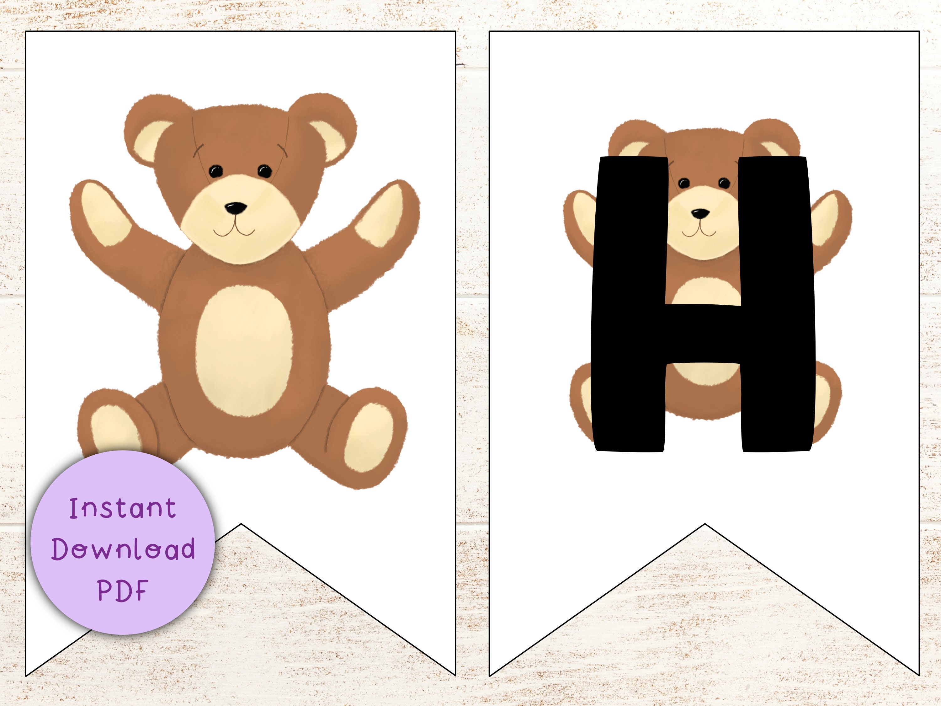 Printable Teddy Bear Happy Birthday Bunting / Bear Banner - Etsy