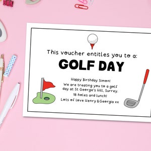 Golf Day Gift Voucher Coupon Printable Digital Download PDF / Last ...