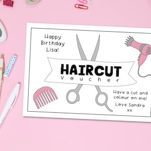 Haircut Gift Voucher Coupon Printable Digital Download PDF / Female ...