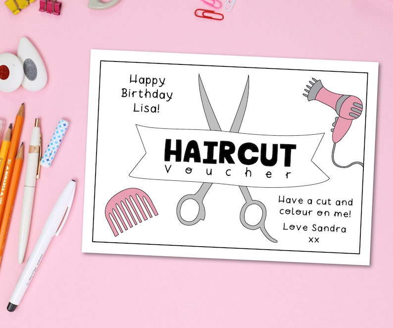 Haircut Gift Voucher Coupon Printable Digital Download PDF / Female ...