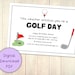 Golf Day Gift Voucher Coupon Printable Digital Download PDF / Last ...