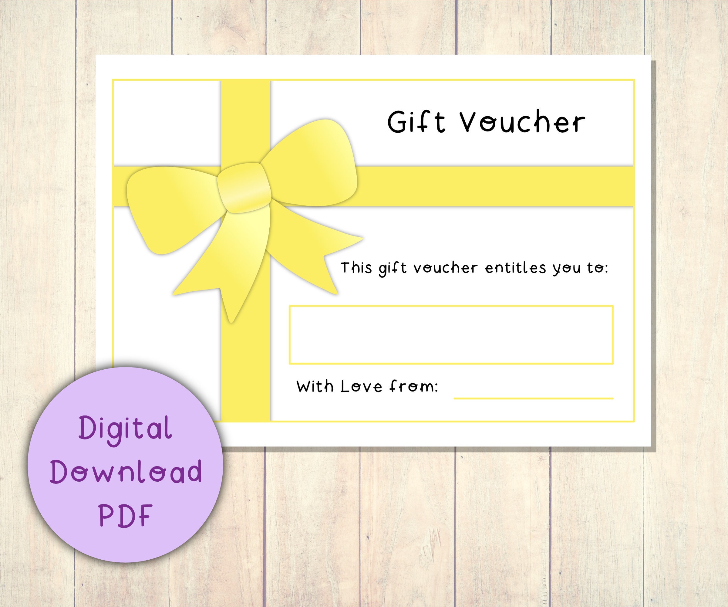 Gift Voucher Coupon Printable Digital Download PDF Etsy UK