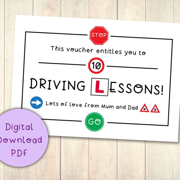 Printable Driving Lesson Voucher Etsy UK