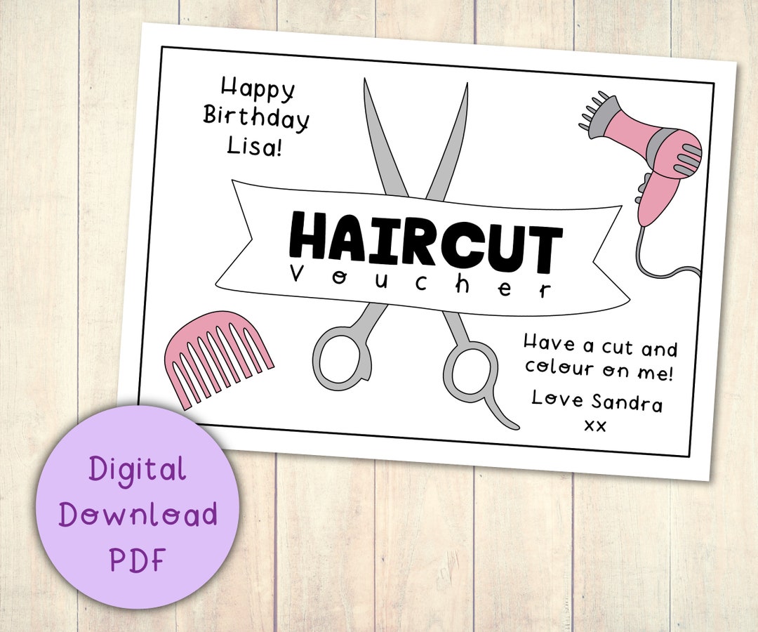 Haircut Gift Voucher Coupon Printable Digital Download PDF / Female