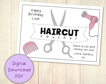 Haircut Gift Voucher: Printable Birthday Coupon (PDF)