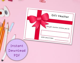 Red Gift Voucher Coupon Printable Digital Download PDF / Christmas voucher idea