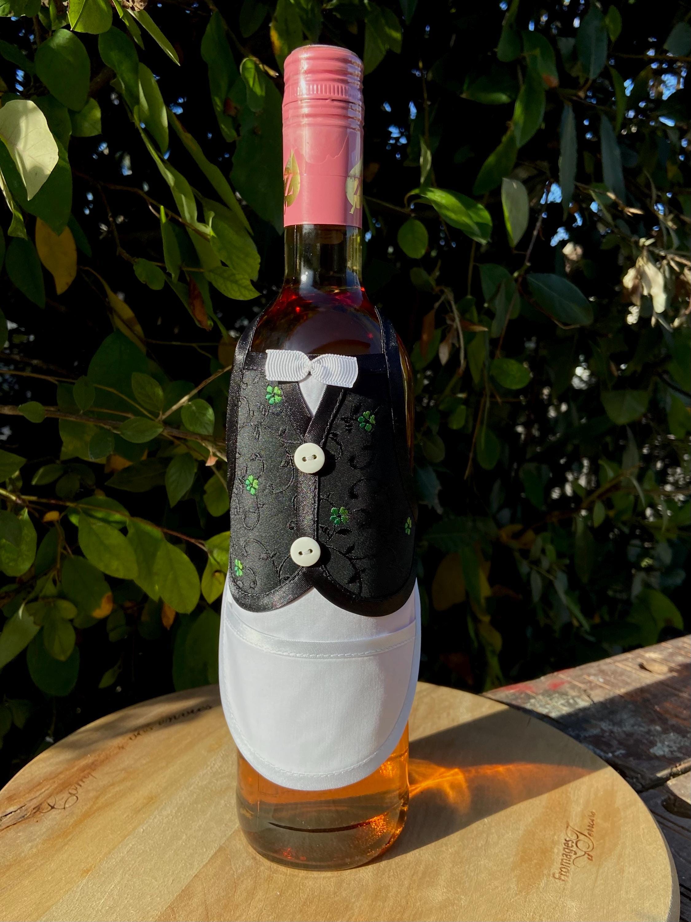 Mixweer Set Di 6 Copribottiglie Per Laurea Con Tema Toga E Cappello, In Feltro, Con Nappe, Decorazioni Per Bottiglie Di Vino E Champagne, Nero