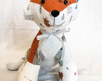 Keepsake Memory Fox - stuffed animal, teddy bear (fox) made from your loved ones clothes, made from baby clothes