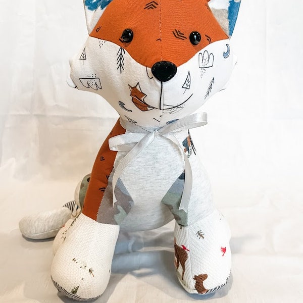 Keepsake Memory Fox - stuffed animal, teddy bear (fox) made from your loved ones clothes, made from baby clothes