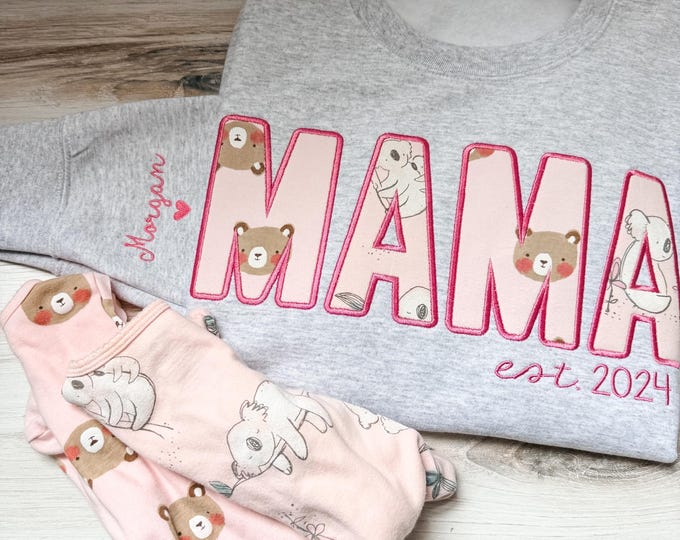 Keepsake Sweatshirt from Baby Clothes, Memory Sweatshirt, Mama Applique Crewneck, Custom Baby Clothes Sweatshirt, Sentimental Gift for Mom