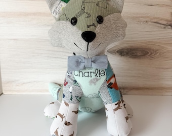 Keepsake Fox Made from Baby Clothes or Loved One's Clothing | Memory Animal | Memorial Gift | Custom Keepsake