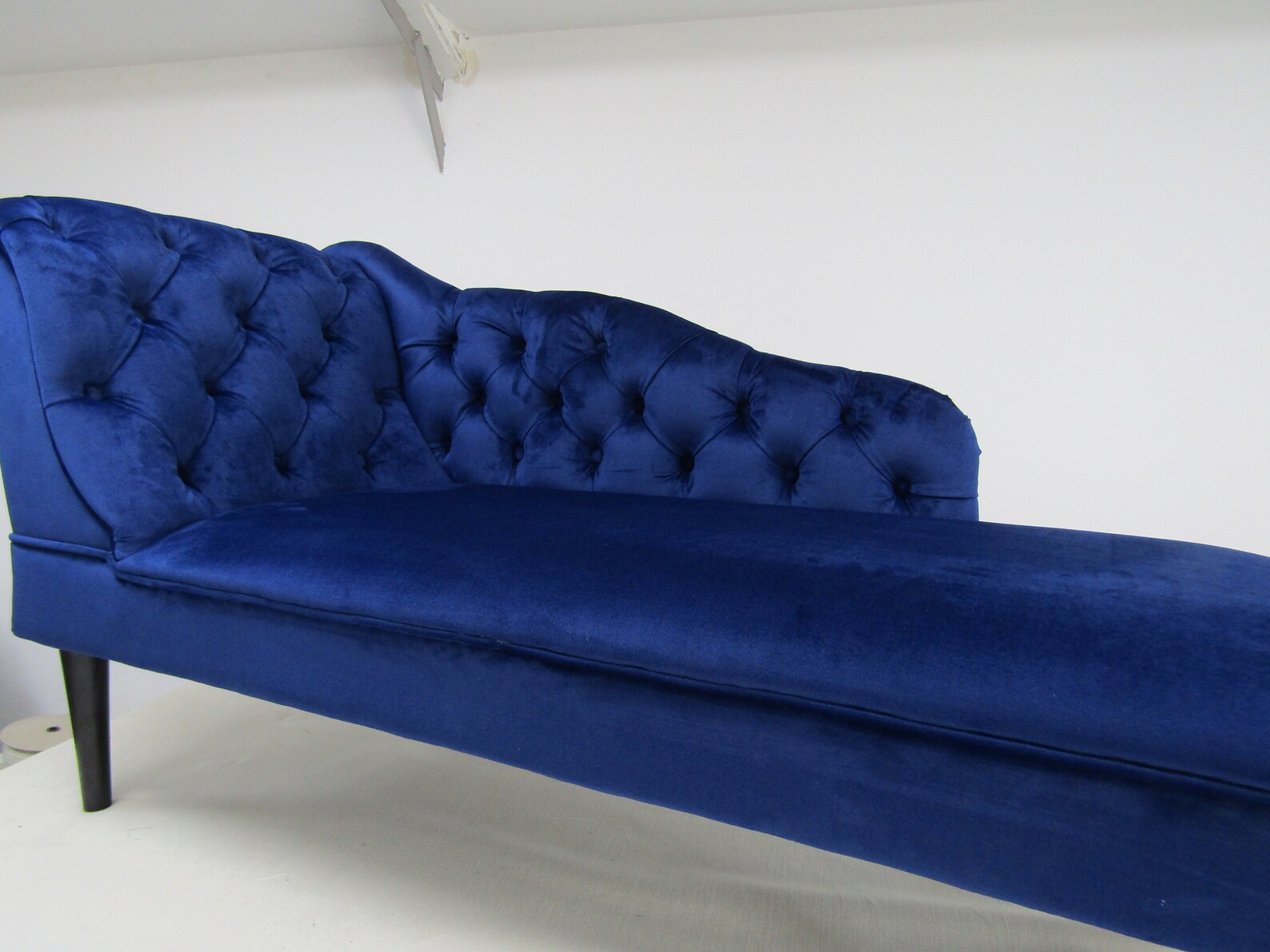Blue Velvet Buttoned Chaise Longue - Etsy