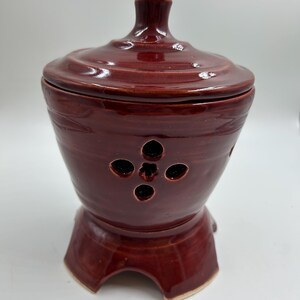 Pottery Lantern, Patio lantern, Ceramic table lantern, Burgundy pottery lantern