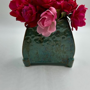 Handbuilt pottery vase, Ceramic vase with decorative design