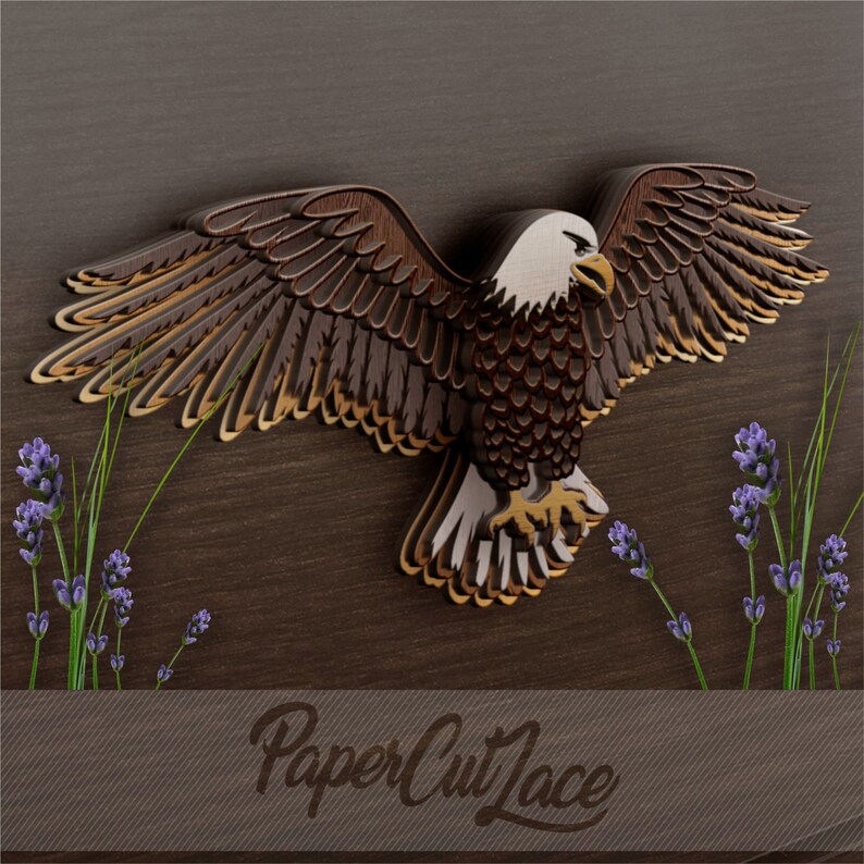 Download Multilayer Bald Eagle SVG DFX Laser Cut Files Cutout ...