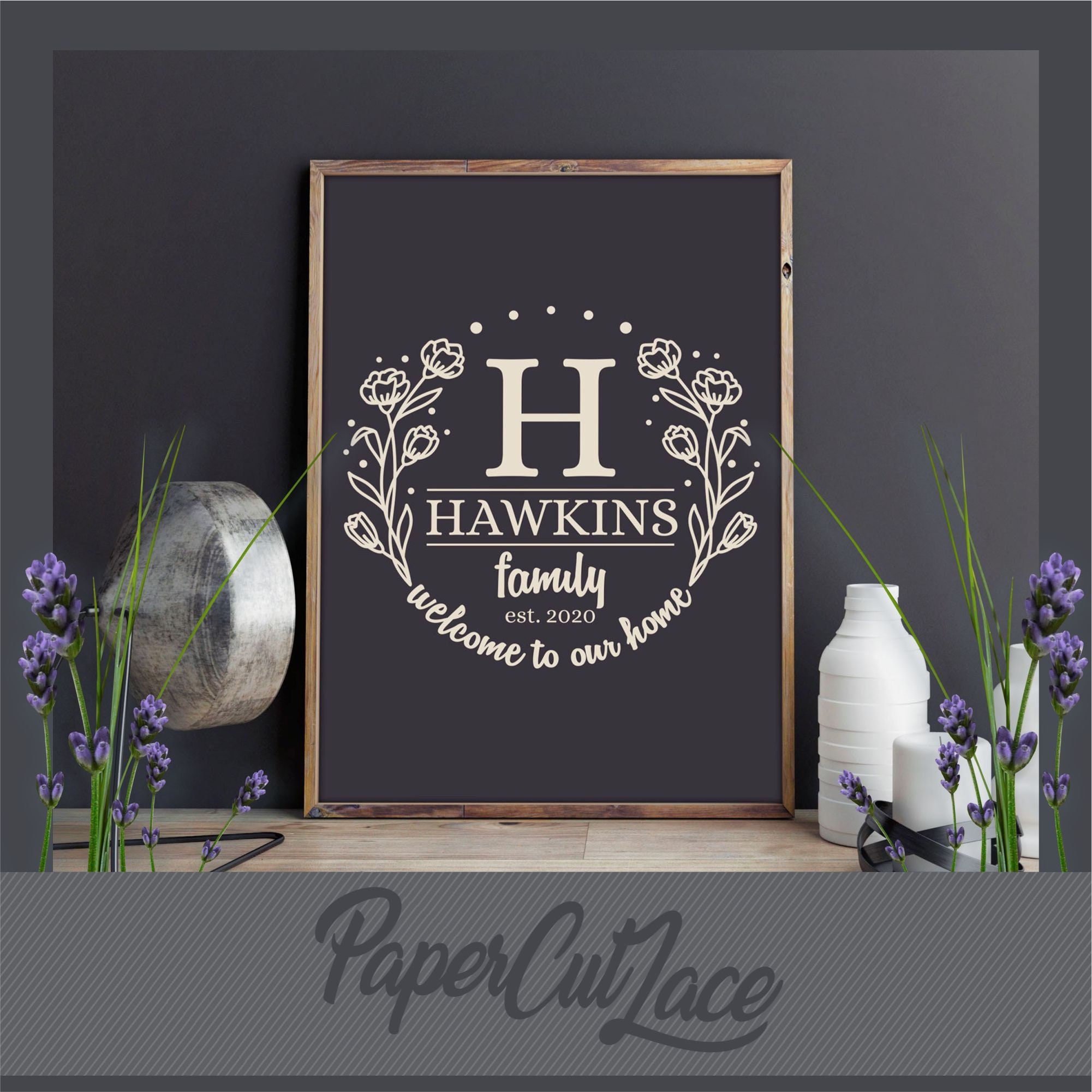 Flower Monogram SVG Mr and Mrs sign SVG file Modern Rustic Home and Farmhouse Sign Family Last Name Letter Floral wreath SVG