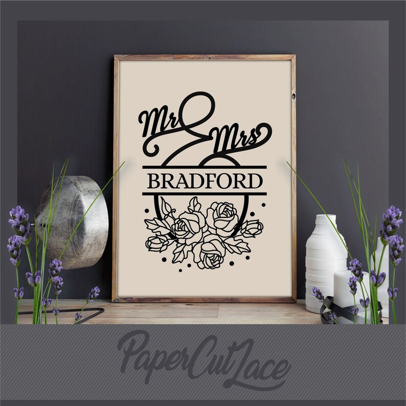 Download Mr And Mrs Sign Svg File Family Last Name Letter Floral Etsy