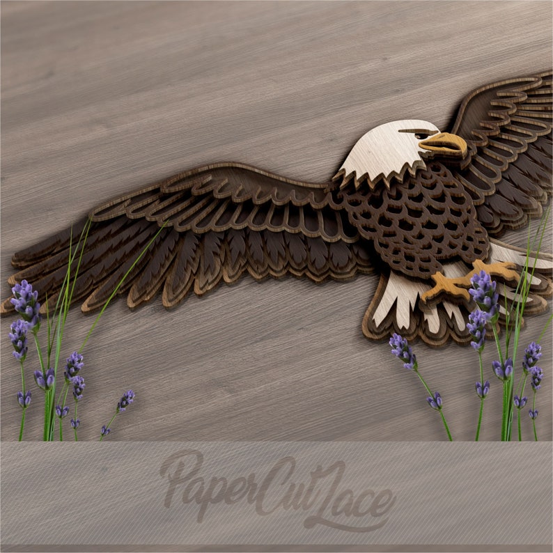 Download Multilayer Bald Eagle SVG DFX Laser Cut Files Cutout ...