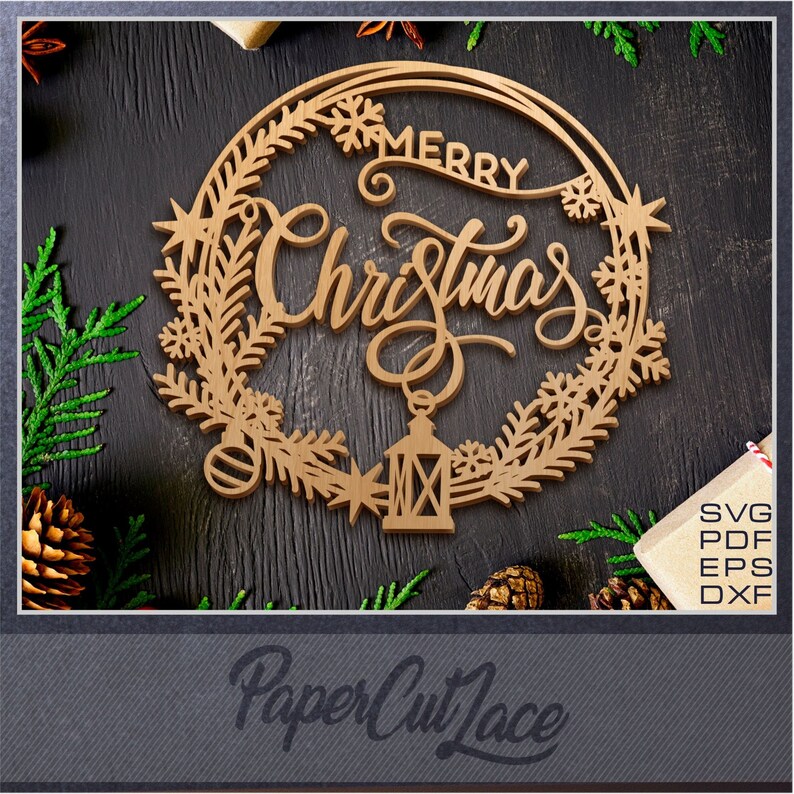 Christmas Wreath Christmas laser cut decor SVG files for | Etsy