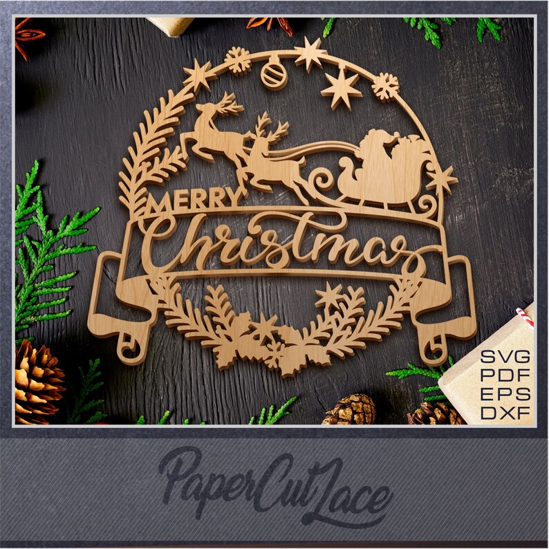 Download Christmas Wreath Christmas laser cut decor SVG files for ...