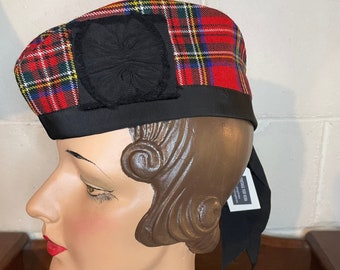 Vintage Scottish Glengarry Hat in Stewart Plaid