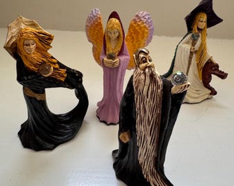 Vintage Collection of Steve Tunturi Wood Carving Wizard Figurines | CHOICE of 4 Different Figures