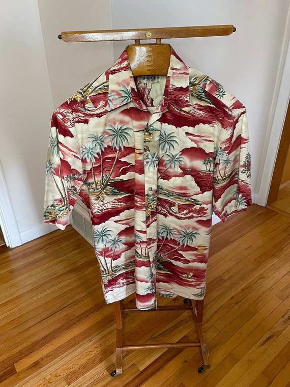 Vintage Maroon Floral Hawaiian Shirt