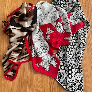 Vintage Bundle of Designer Scarves | Vera Neumann | Leslie Fay | Anne Klein | 1980s Fashion