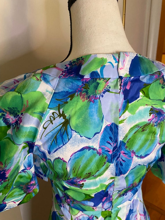 Green blue purple and pink floral dress. - image 6