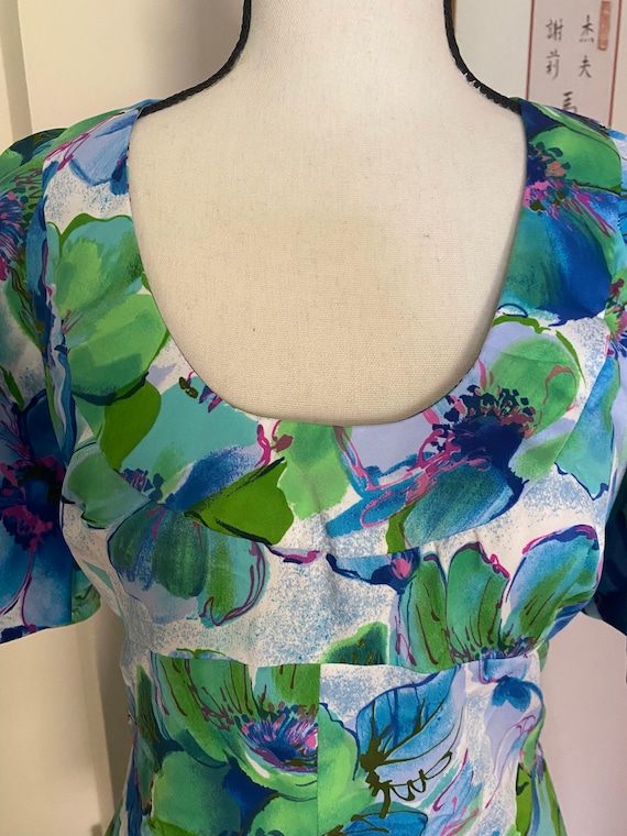 Green blue purple and pink floral dress. - image 2