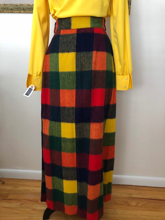 Vintage plaid maxi blanket skirt.