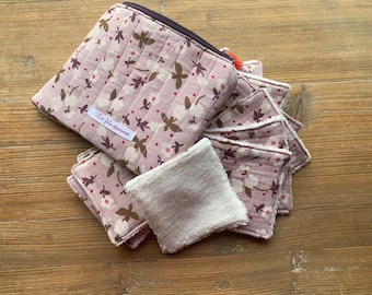 Pochette et lingettes démaquillantes lavables