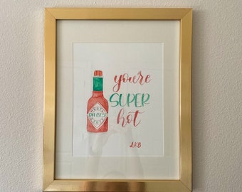 Hot Sauce Watercolor Art Print: Spicy Kitchen Decor